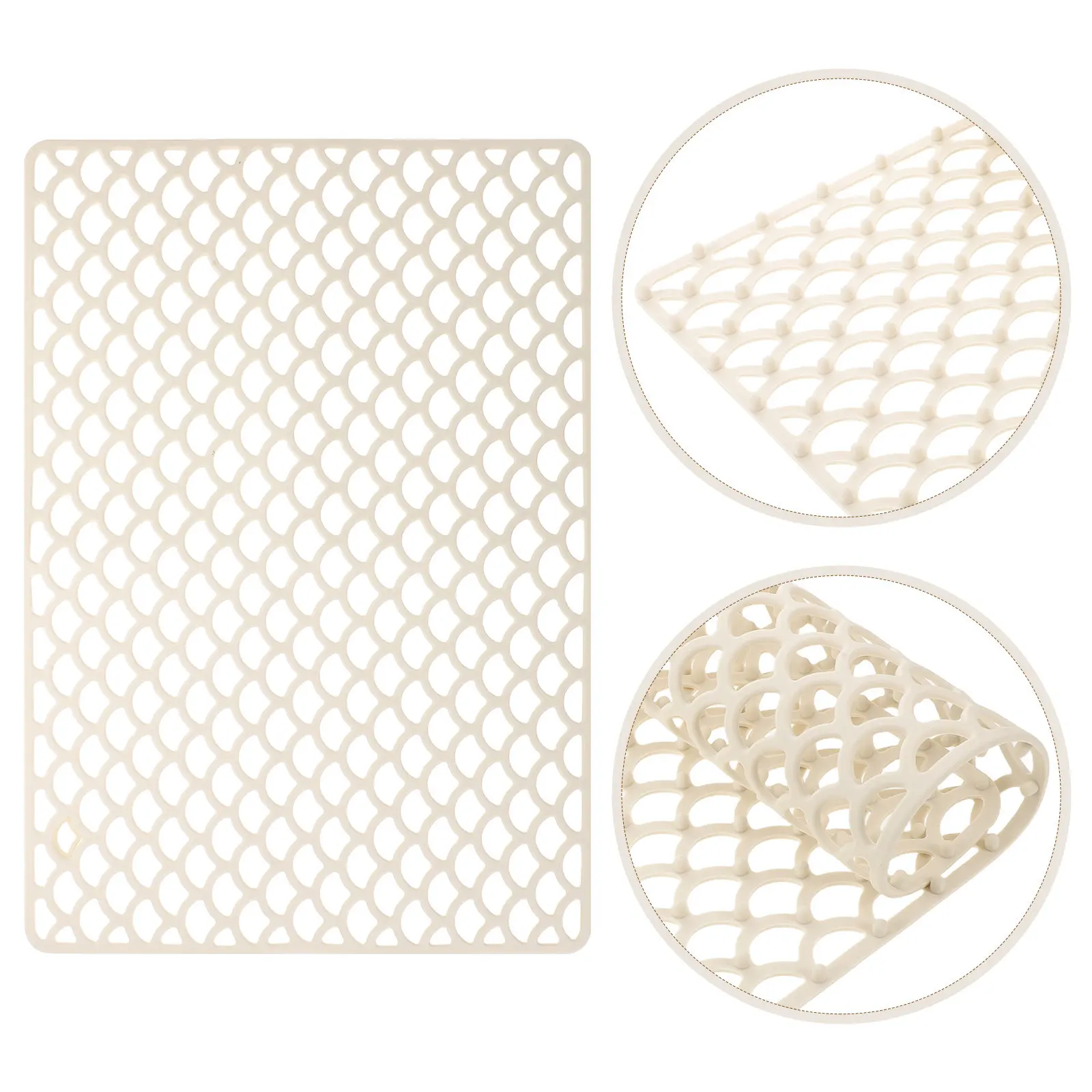 Silicone Sink Protector Mat Heat-Resistant Non-Slip Kitchen Sink Bottom Stainless Steel Porcelain Draining Grid 18.11x12.48in