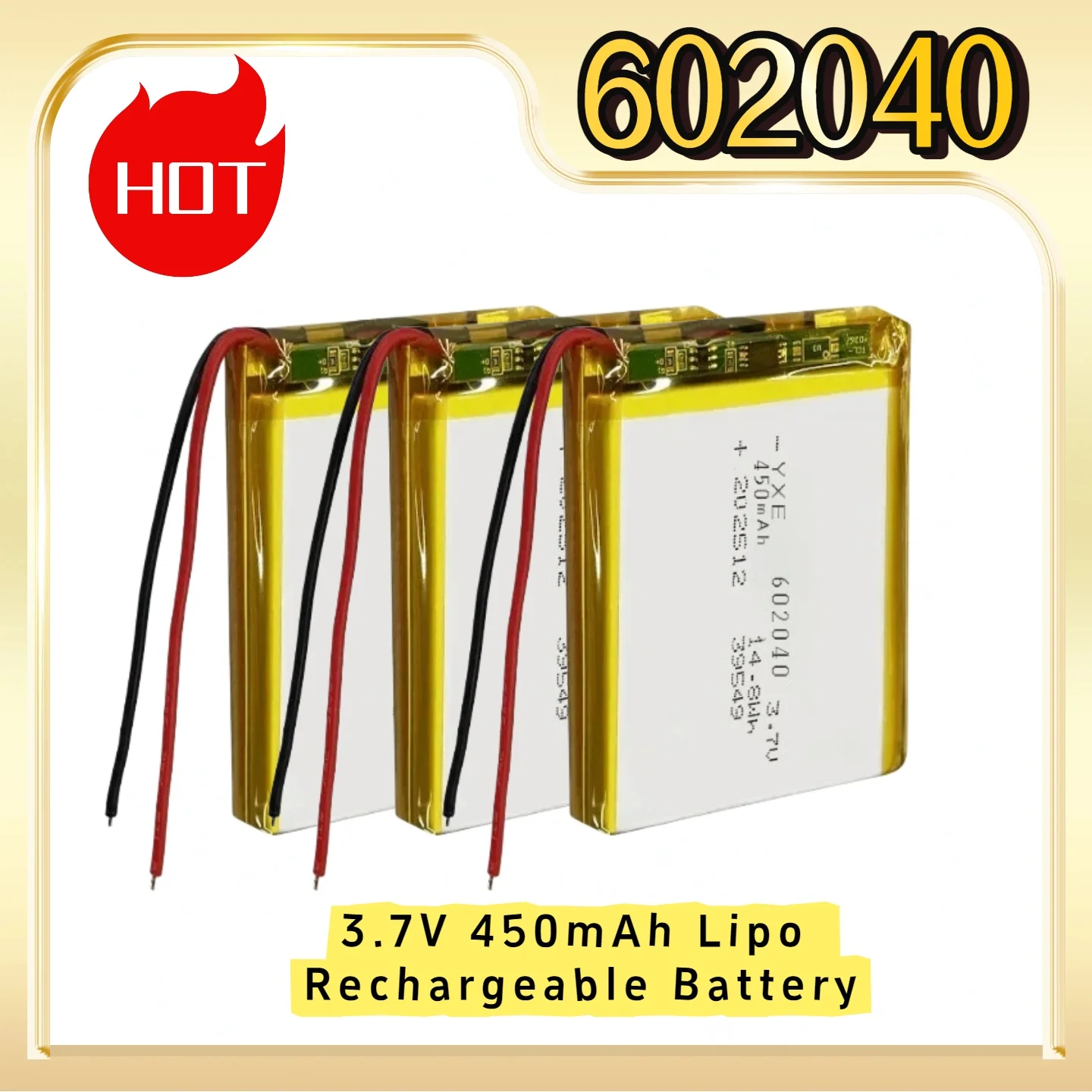 3.7V 450mAh 602040 Lithium Polymer Li-ion Rechargeable Battery For GPS MP3 MP4 MP5 Car DVR Tachograph Headphone Li Ion Cell
