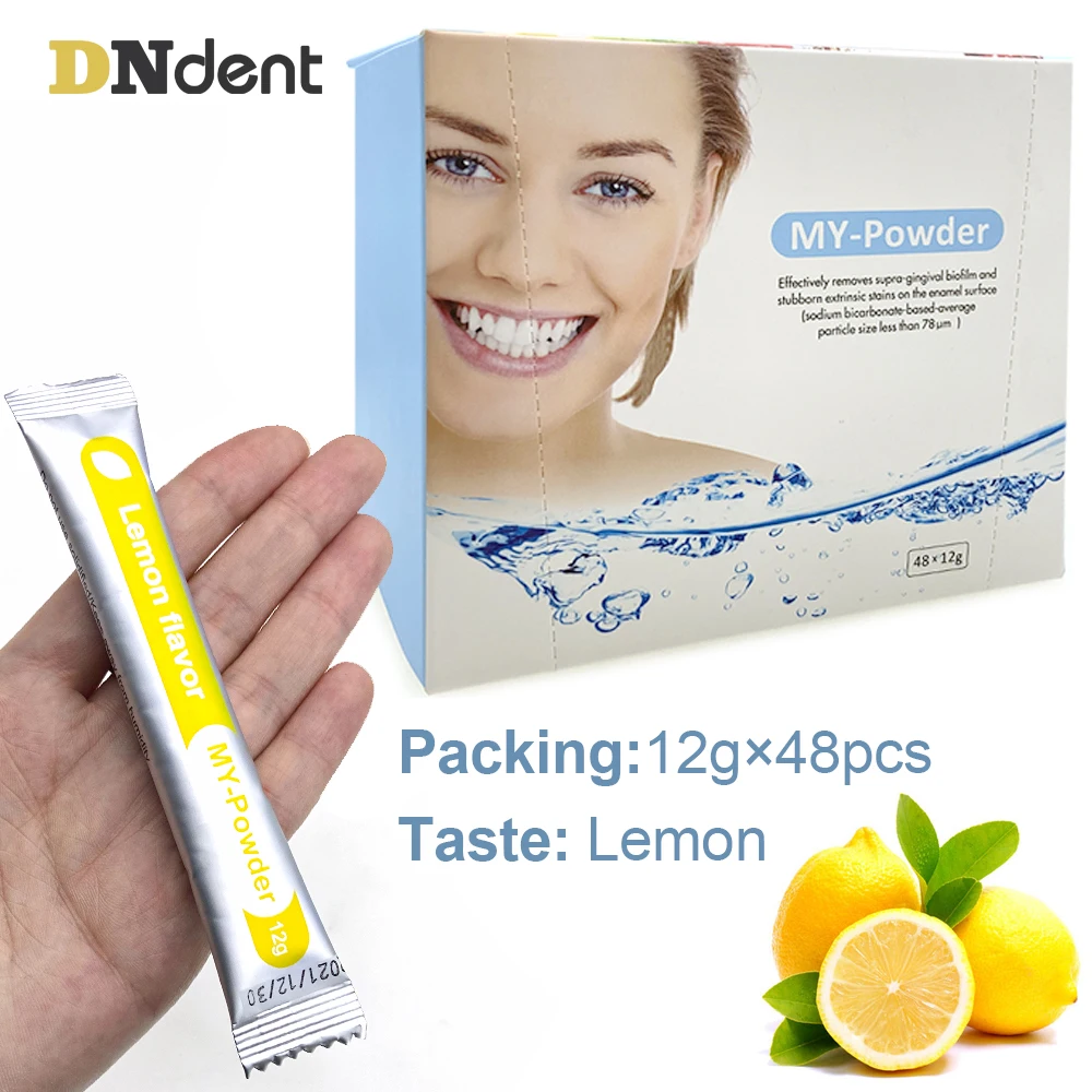 

Box-packed Dental Air Polisher Powder Sandblasting Machine Oral Hygiene Teeth Polishing powder Lemon flavor 48 packs 12g/pack