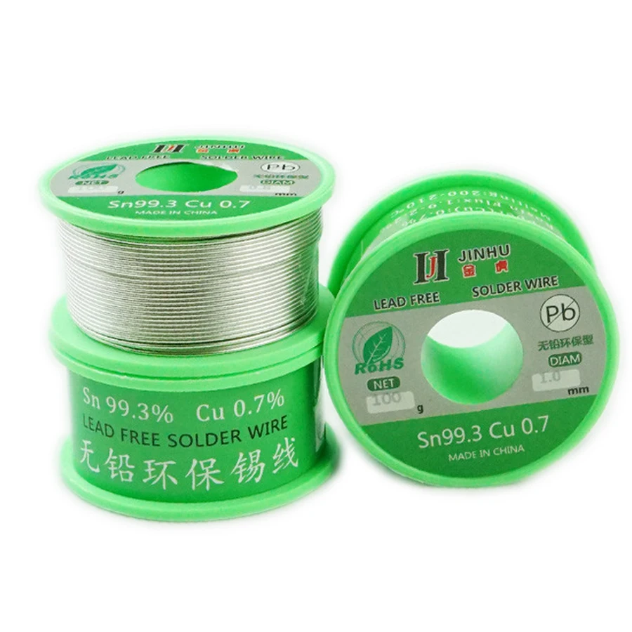 JINHU 50g/100g/250g 솔더 주석 와이어 친환경 저융점 청소 필요 없음 SN99.3 CU0.7 무연 솔더링 주석 와이어
