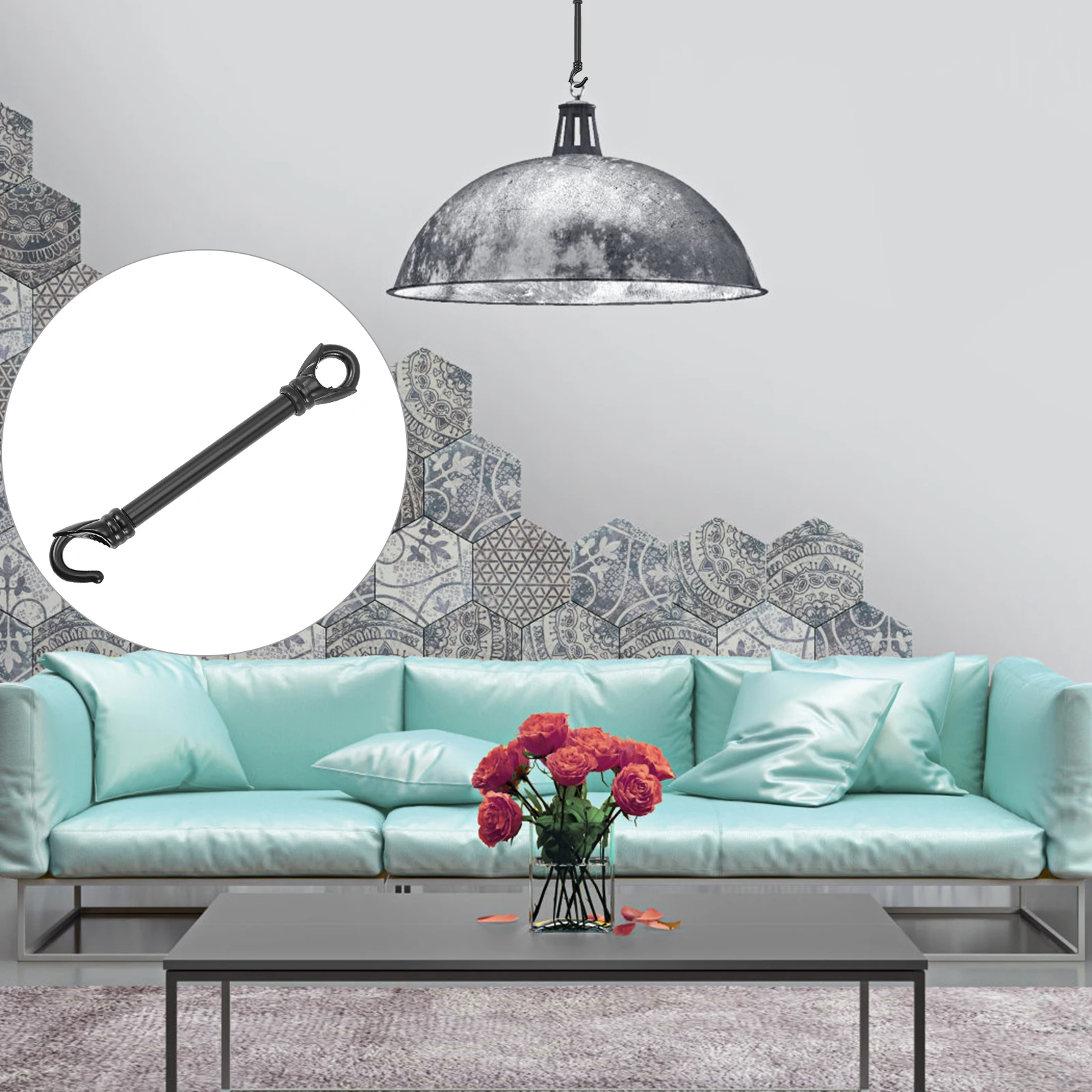 

20CM Chandelier Rod Black Electroplated Metal Straight Lamp Hook for Hanging Light Support Accessories LED Tube