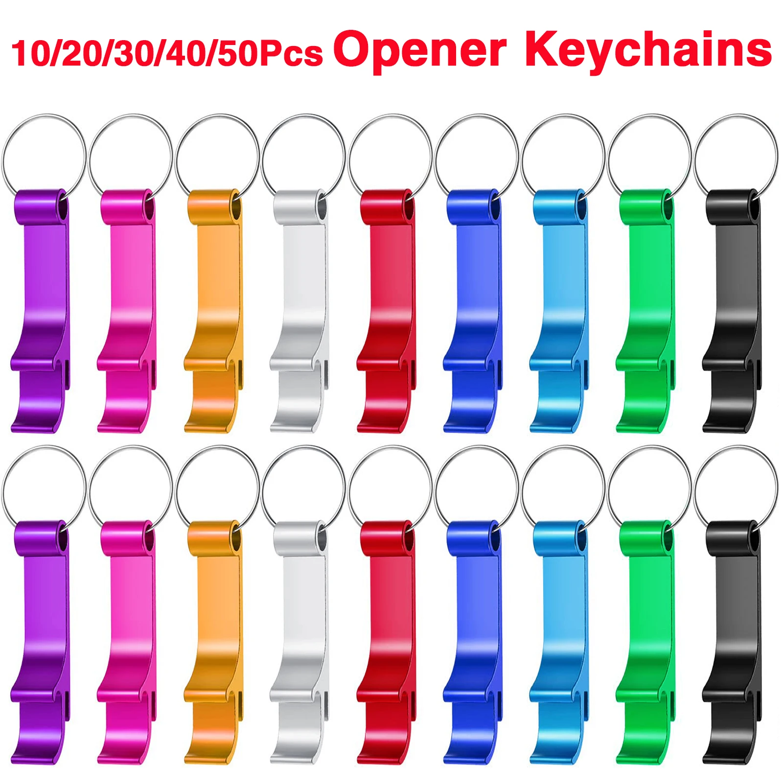 10-50Pcs Beer Bottle Openers Colored Bottle Opener Keychain Aluminum Alloy Colorful Mini Pocket Beer Beverage Opener