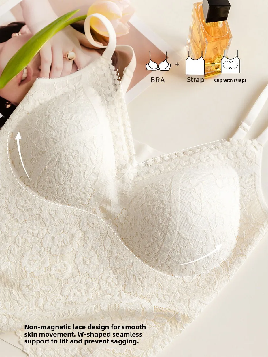 Lace Strap Vest Women's Outerwear with Chest Pad Beautiful Back Bra Integrated Underwear Suit Inner Match Base Shirt