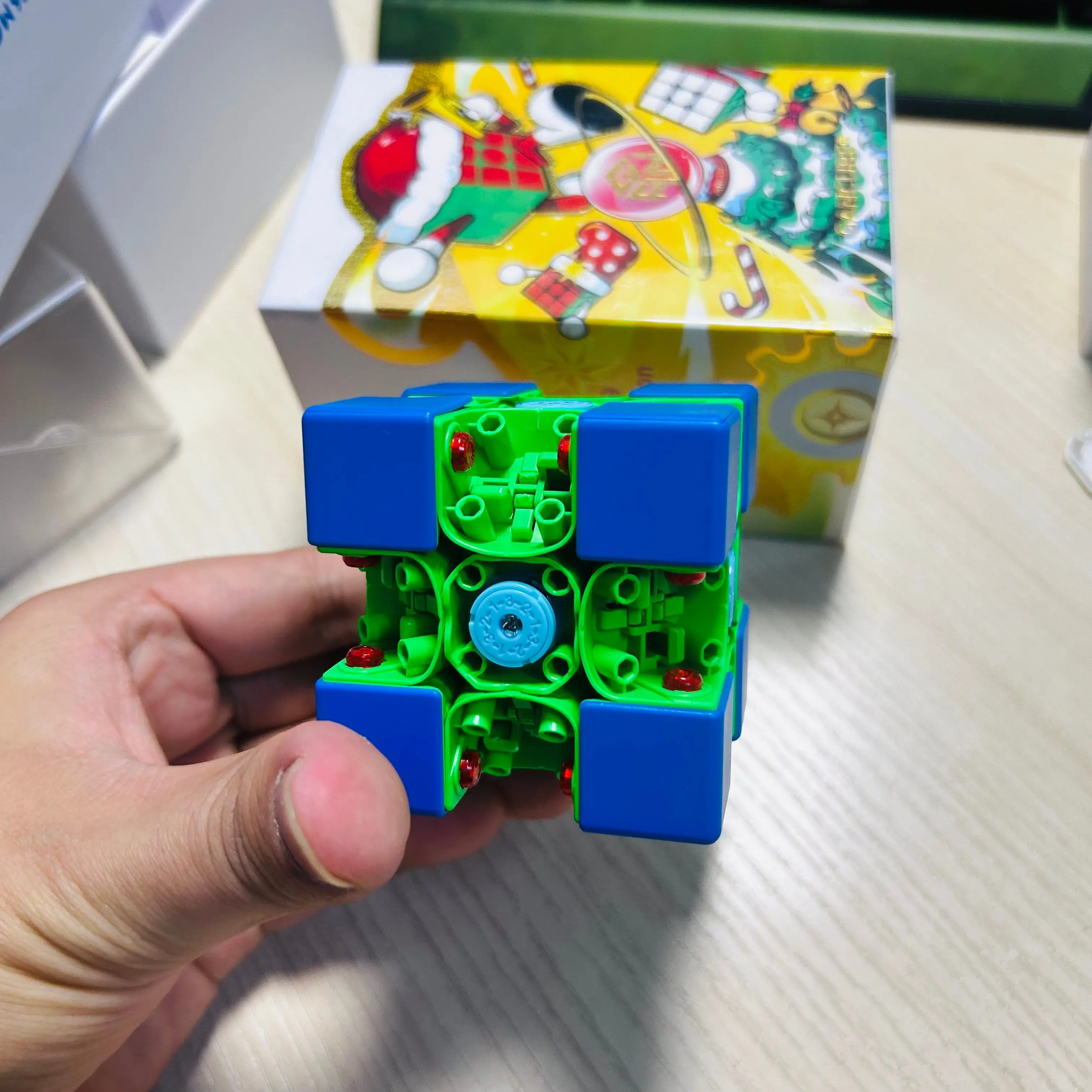 DIY GAN 356ME 2025 Christmas Edition Blue 3x3 Magnetic Magic Speed Cube Stickerless Professional Kids Toys For Gifts