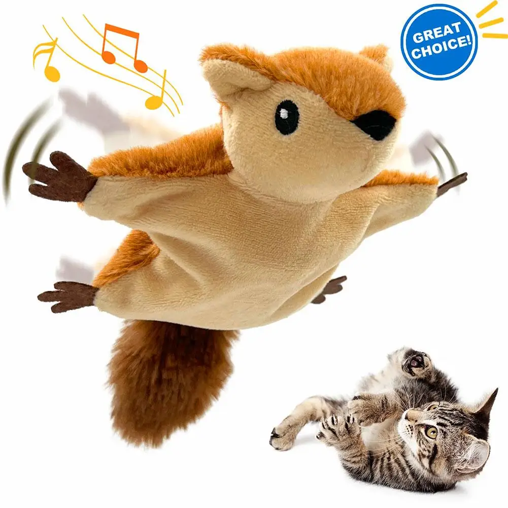 

Interactive Cat Toys Flying Squirrel Cat Toy Flapping Wings Vivid Chirping Simulation Cat Teaser Toy For Kitten Play Exerci A0G2