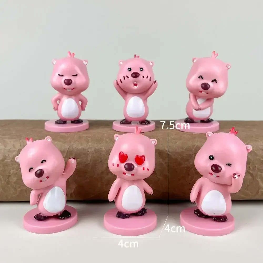 4styles 6Pcs/set Loopy Ruby Anime Action Figures Kawaii Cute Beaver Cartoon Collection Pvc Model Doll Christma Ornament Gift Toy