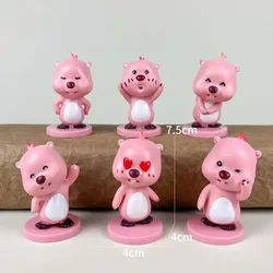 4style 6 sztuk/zestaw zapętlonych rubinowych figurki akcji z Anime Kawaii uroczy bóbr kreskówka kolekcja Model z pcv lalka Christma bombka na prezent zabawka