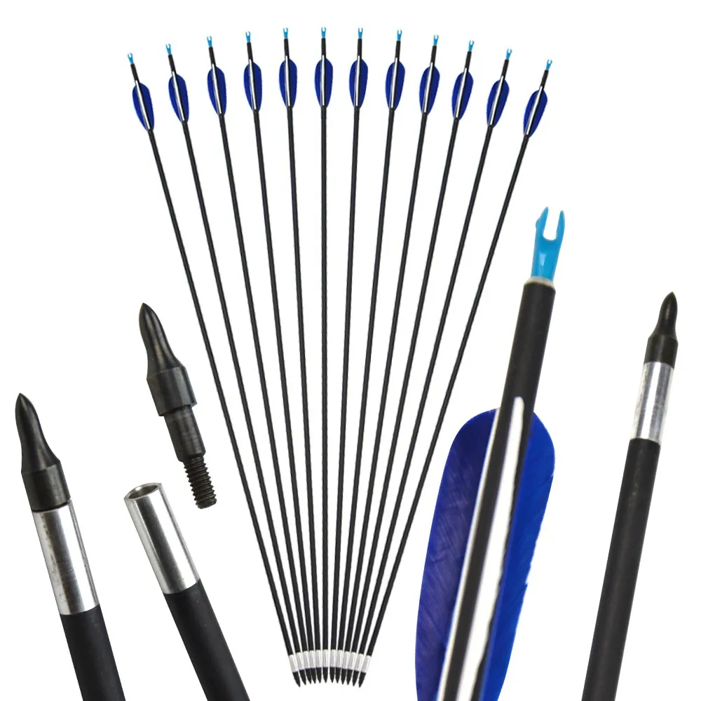 

6/12 шт., смешанная карбоновая стрела Spine 700, 32-дюймовые стрелы, сменный наконечник стрелы для блочного/изогнутого лука, стрельба из лука, охота