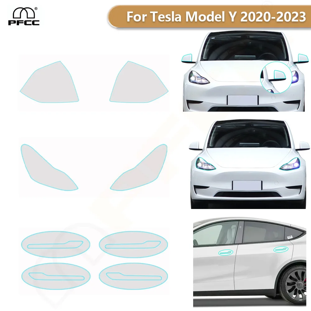 

Pre-cut Car Headlight Protective Film TPU For Tesla Model Y 2020-2023 Rearview PPF Clear Bra Scratch Resistant Repair Cover