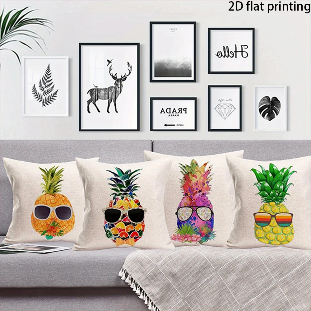 1/4PCS Pineapple Tropical Throw Pillow Covers ,Suitable for beds, sofas, lounge chairs, home decoration.