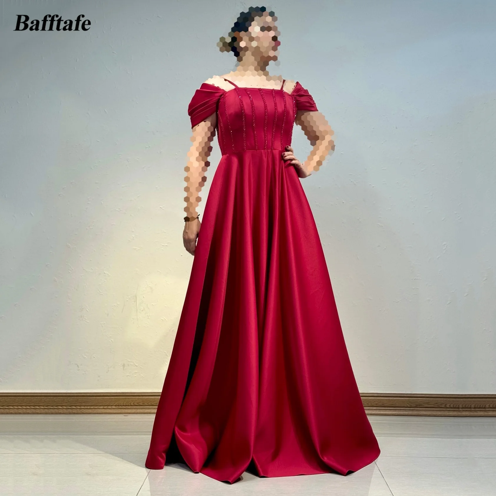 

Bafftafe Red Women Prom Party Gowns Off The Shoulder Beaded Top Celebrity Dress Customized Women Formal Long Evening Dress 2025