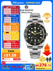 San Martin nuevo reloj de buceo Vintage BB54 de 37mm NH35 relojes de pulsera mecánicos automáticos para hombres zafiro luminoso resistente al agua 200m SN0138