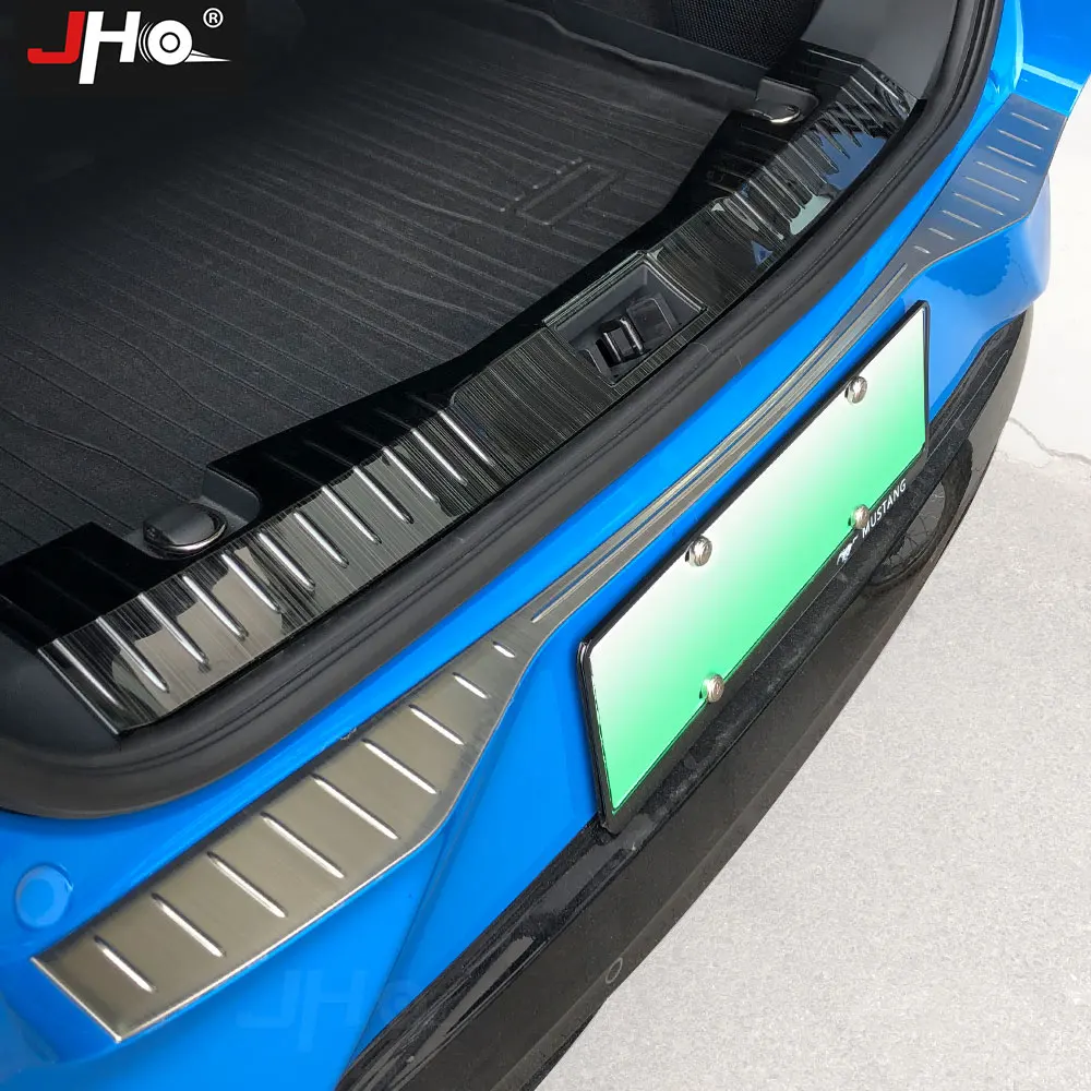 

JHO Steel Rear Bumper Sill Scuff Plates Protector Guard Overlay Cover Trim For Ford Mustang Mach-E 2021 2022 Car Accessories