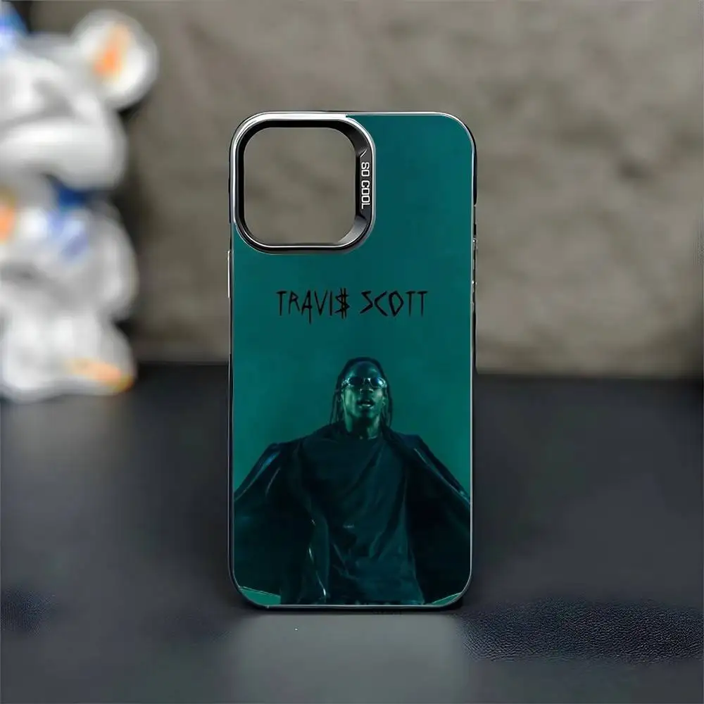 حافظة هاتف My EYEs T-Travis S-seott لهاتف iPhone17,16,15,14,13,12,11 Plus، Pro Max غطاء أسود غير لامع مقاوم للصدمات