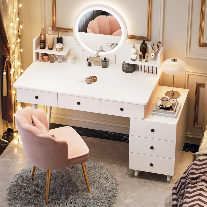 

Girl Makeup Vanity Table Bedroom Storage Drawers Chair Dressing Table Modern Luxury Cosmetics Comoda Pra Quarto Home Furniture