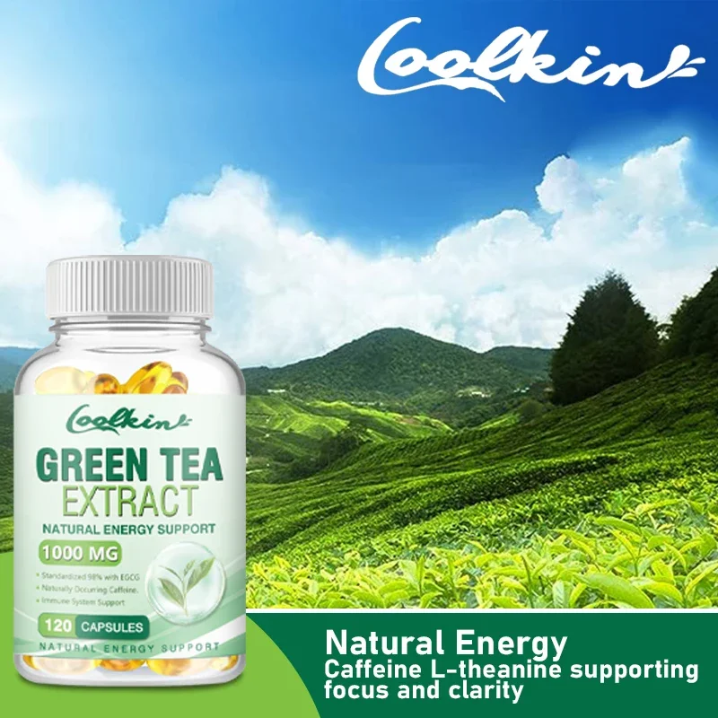 Green Tea Extract Capsules 1000 Mg 98% Standardized EGCG - 3x Natural Energy - Mild Caffeine