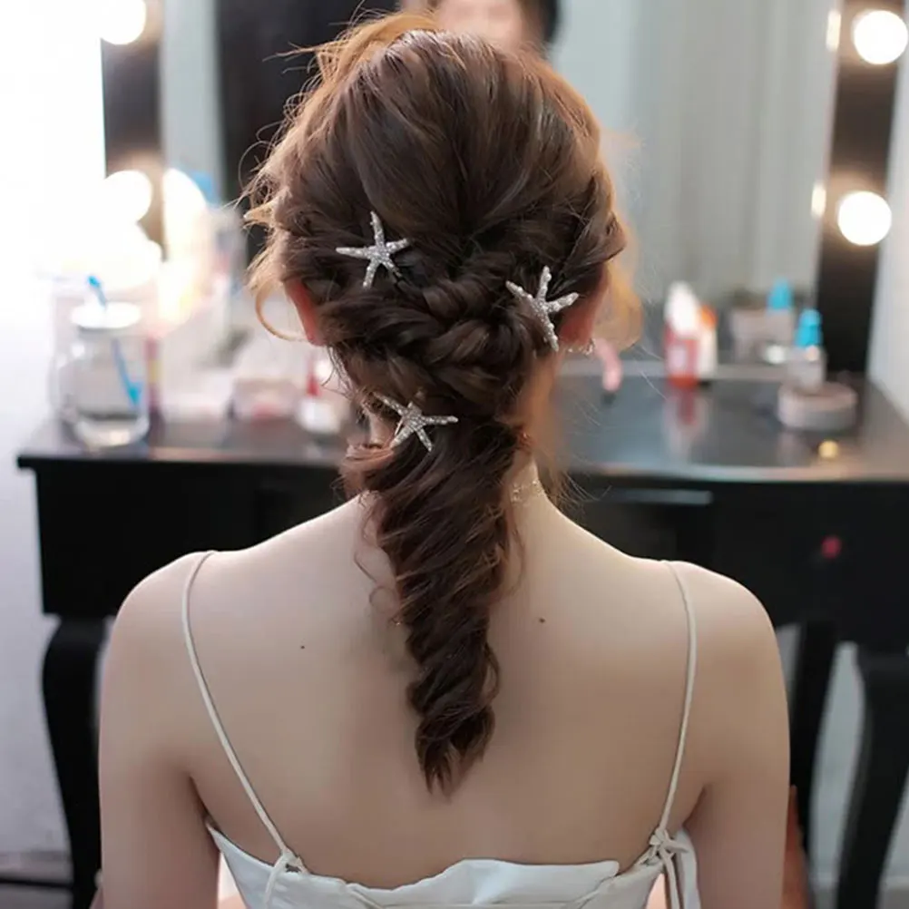 

3 Pcs Hairpin Clip Decorative Pins Headgear Silver Clips for Wedding Bride