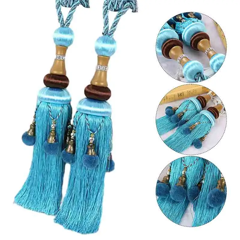 2pcs Tassel Curtain Tiebacks Classic European Vintage Hanging Ball Straps Tied Rope Buckle Curtain Holder Accessories Home Decor