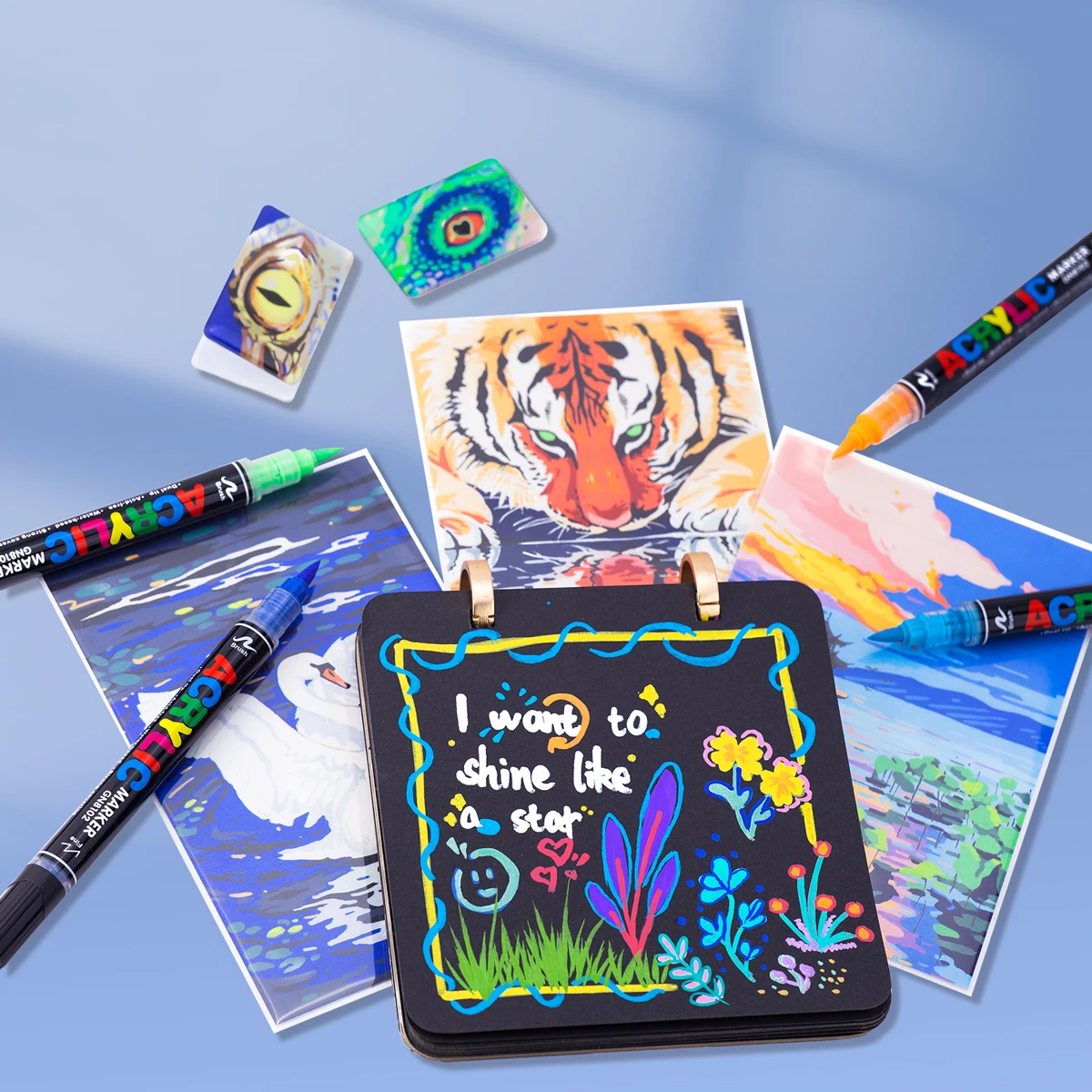 أقلام تحديد أكريليك ذات طرف مزدوج 36/60/84 لونًا لكتب التلوين، فن لعلامات رسم معدنية من الحجر الزجاجي