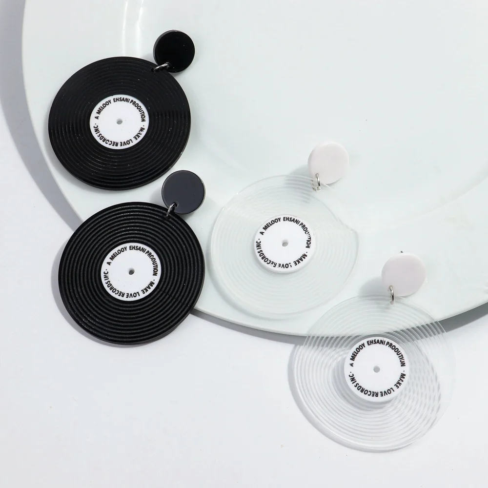 Hot Selling Vinyl Record Acrylic Drop Earrings Large Personality Pink Record Dangle Earrings for Women Festival Jewelry Gifts