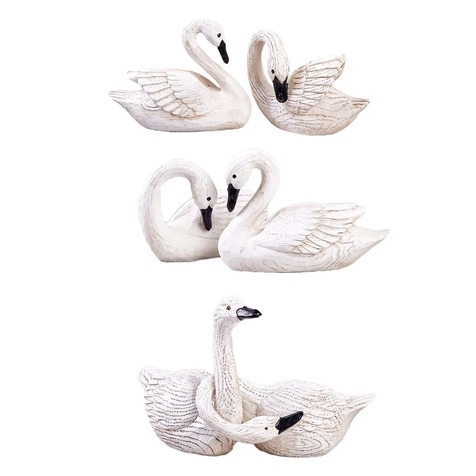 

2x Swan Statues Couple Swan Figurines Birthday Gift Cabinet Resin Sculptures