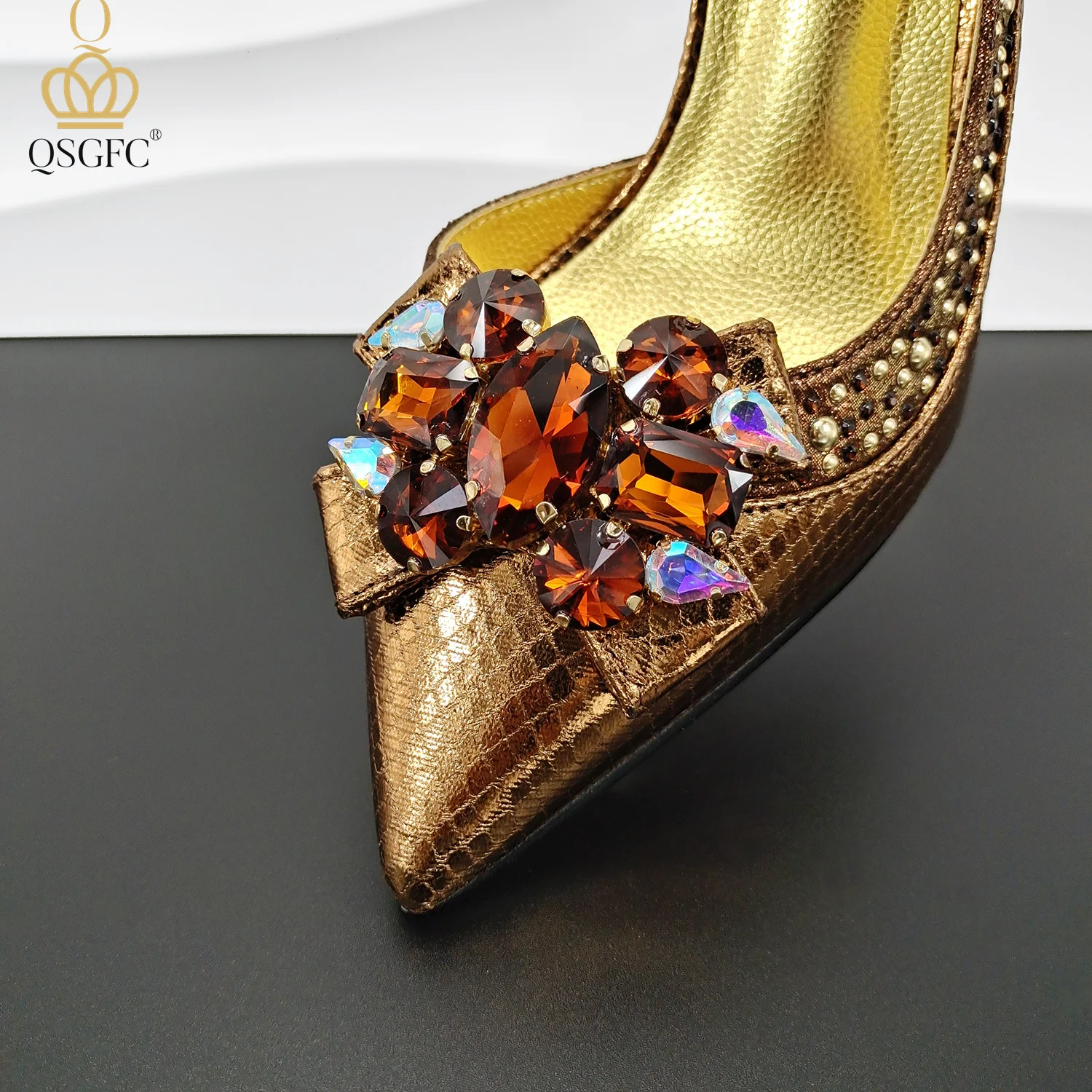 QSGFC African Fachion buty wieczorowe i pasujące torby włoski projekt damskie torba diamentowa wysokim obcasie szpiczaste buty damskie