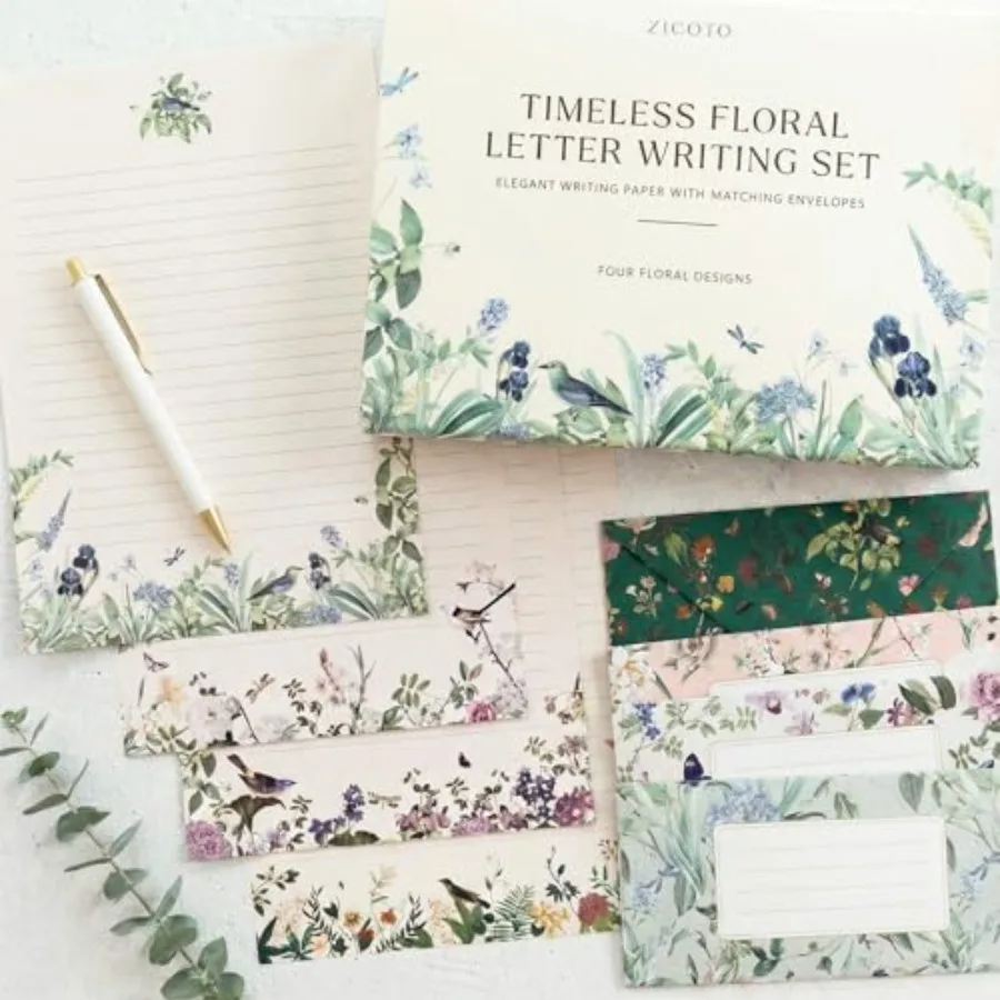 

Beautiful Stationery Set with Envelopes - Premium-Quality, No-Bleed Lined Letter Writing Paper with Elegant Floral Designs - Cu