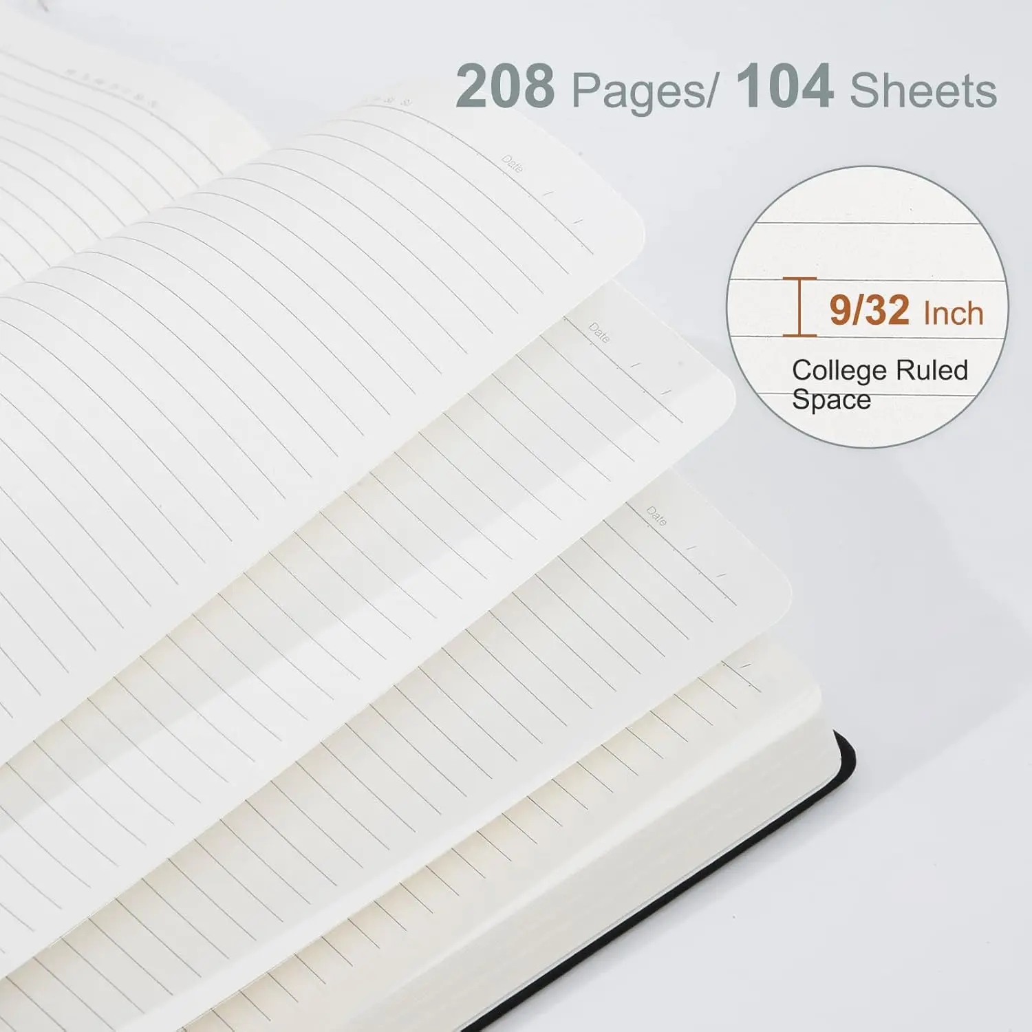 B5 Lined Journal Notebook, 208 Pages, 6.9x9.8 Inches, Black, Hardcover for Office, School, Notes - view 4