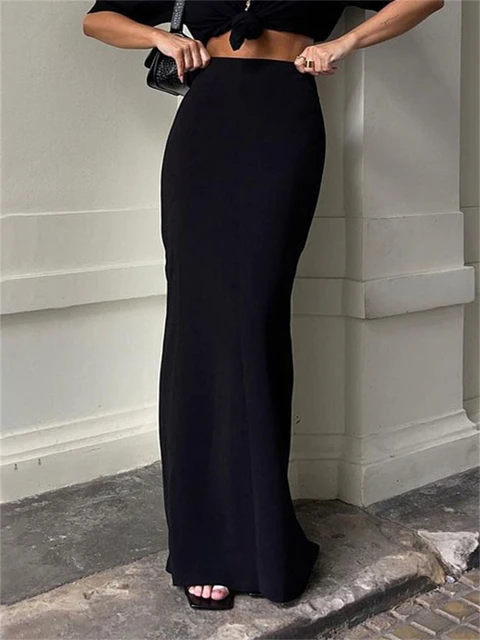 Tossy Fashion For Women Black Long Skirts High Waist Slim Seamless Elegant Ladies Gown Casual Summer 2023 New Female Maxi Skirts AliExpress