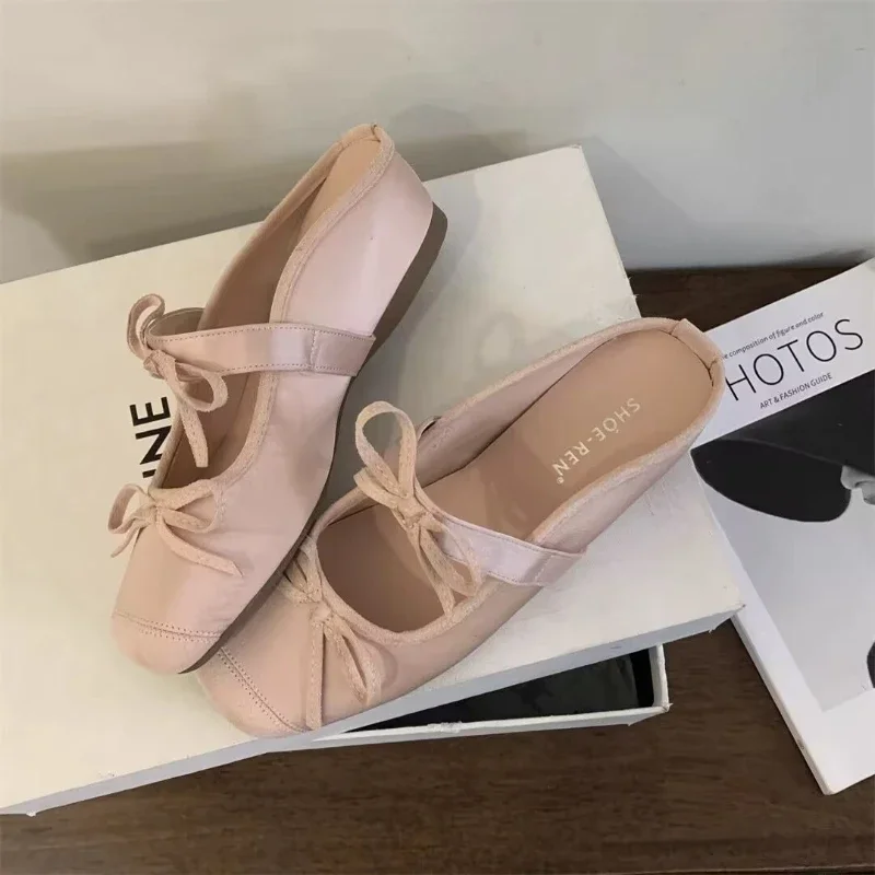 2024 New Silk Women Ballet Flats Dance Shoes Spring Summer Female Shallow Fashion Footwear Butterfly-Knot Ladies Lolita Shoes