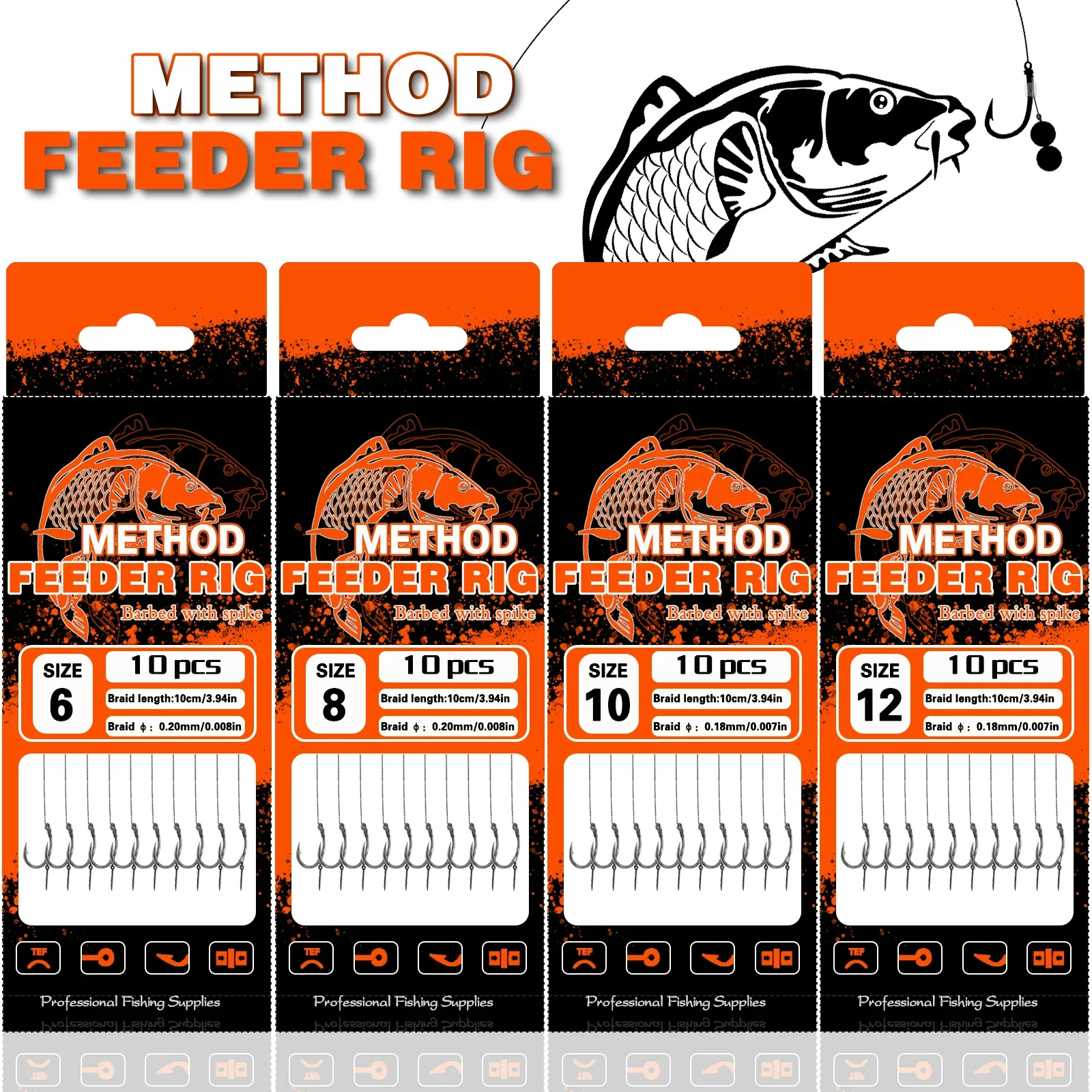 Method Feeder Rigs für Karpfenangeln, gebogener Haken mit geflochtener Schnur und Ködernadel, Angelzubehör für den Außenbereich