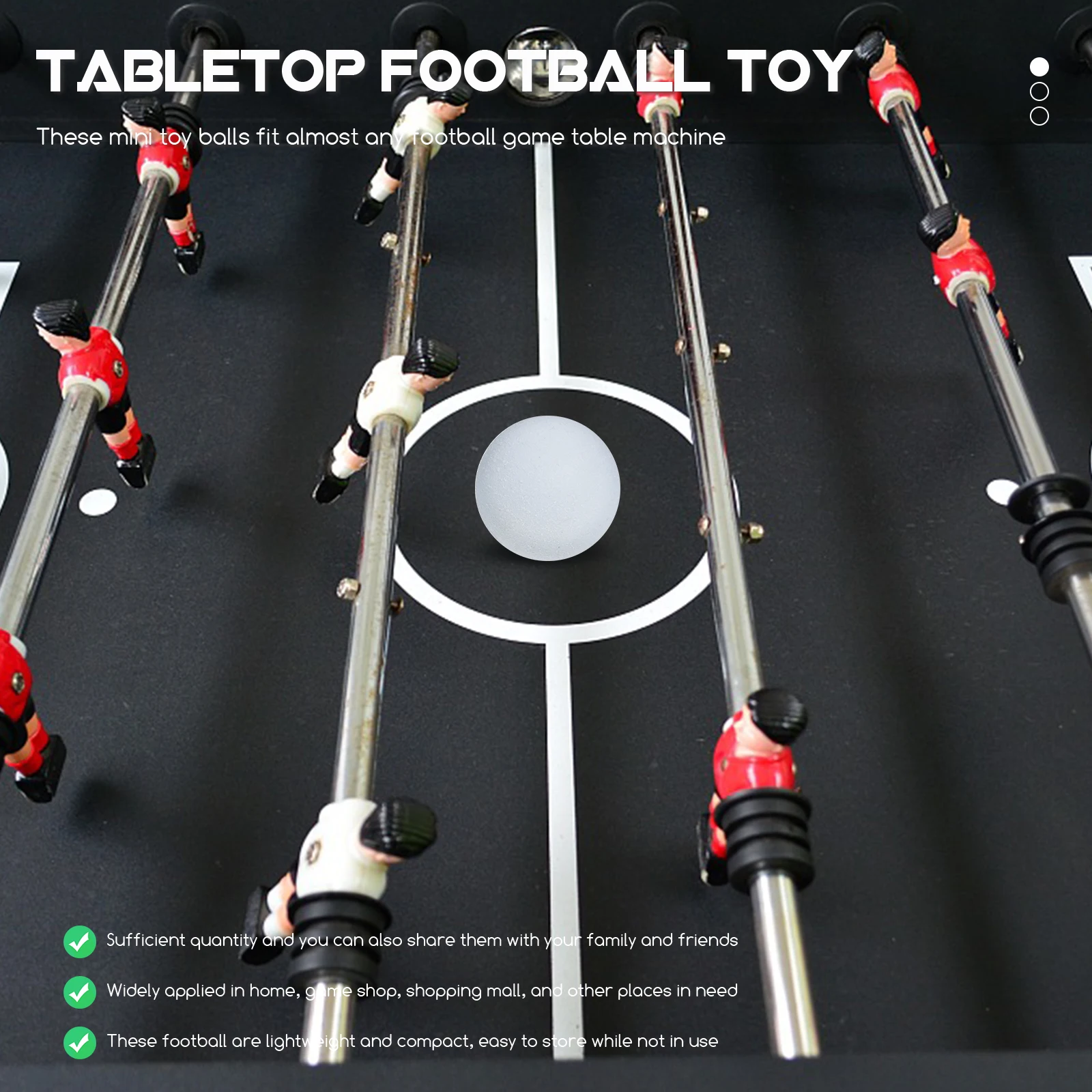 

3pcs 6 White Mini Foosball Table Soccer Balls 36mm Professional Wear Resistant Replacement Game Accessories Kids Room Decoration