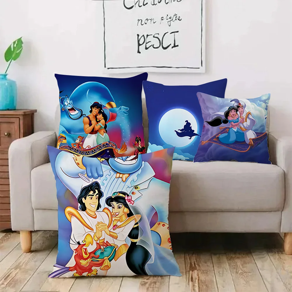 Cartoon Kawaii Aladdin Pillow Covers Cartoon Sofa Decorative Home Double-sided Printing Short Plush Cute Cushion Cover