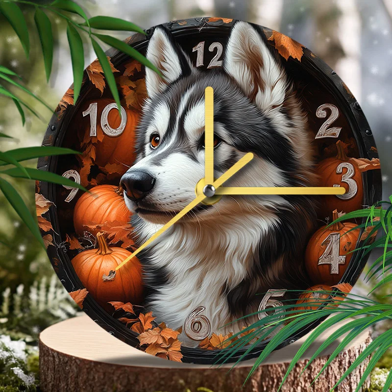 Pet Clock - Husky Design Unique Pet Memorial Keepsake - Perfect Christmas Gift for Dog Lovers