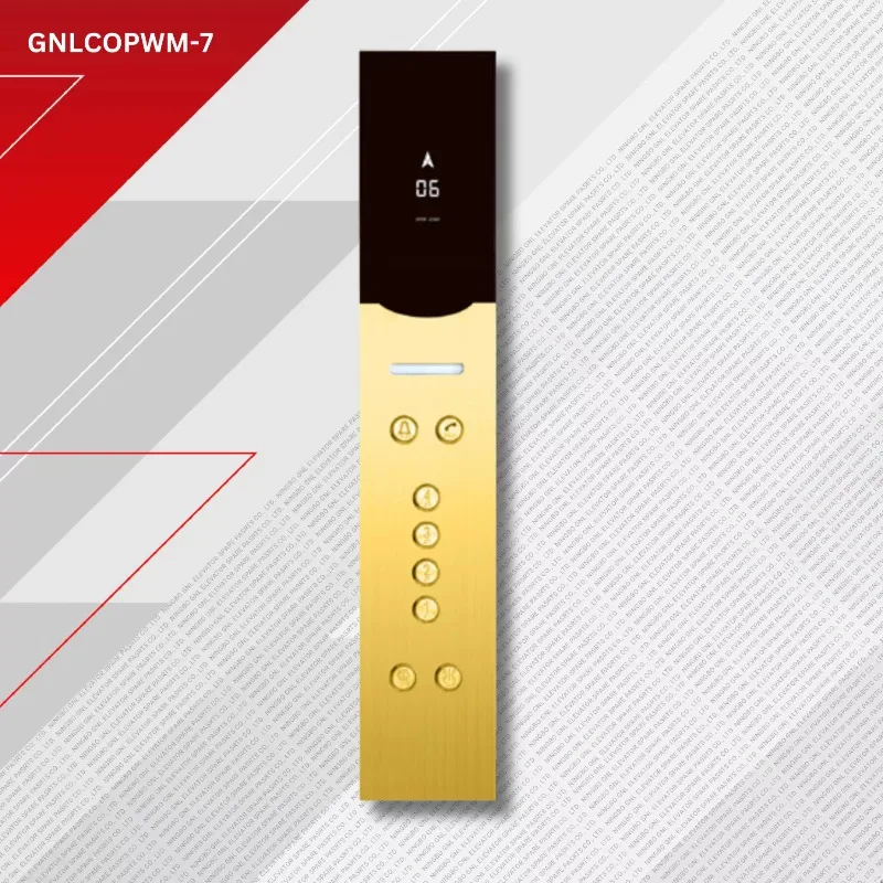 Wall-mounted elevator COP with 4.3-inch TFT display | Gold-titanium automotive operation panel for passenger elevators