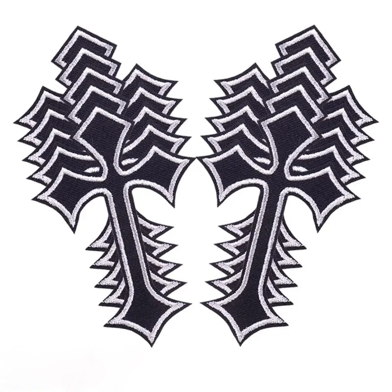 10 Stück Coole Kreuz-Patch-Stickerei-Aufkleber zum Aufbügeln auf Kleidung, Weihnachten, DIY, Jeans, Jacken, Festival-Abzeichen, Taschen, Reparatur, Dekoration – Detail 1