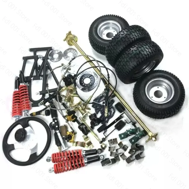 Self-made Off-road Four-wheel Go-kart Parts: Front Steering, Rear Axle, Rear Axle Assembly, Front and Rear Disc Brakes