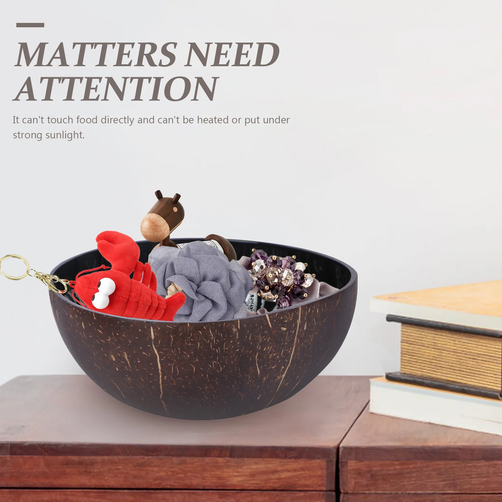 

Coconut Shell Bowl Candy Container Nuts Holder Decorative Dish for Office Living Room Bedroom Eco Friendly Creative Home
