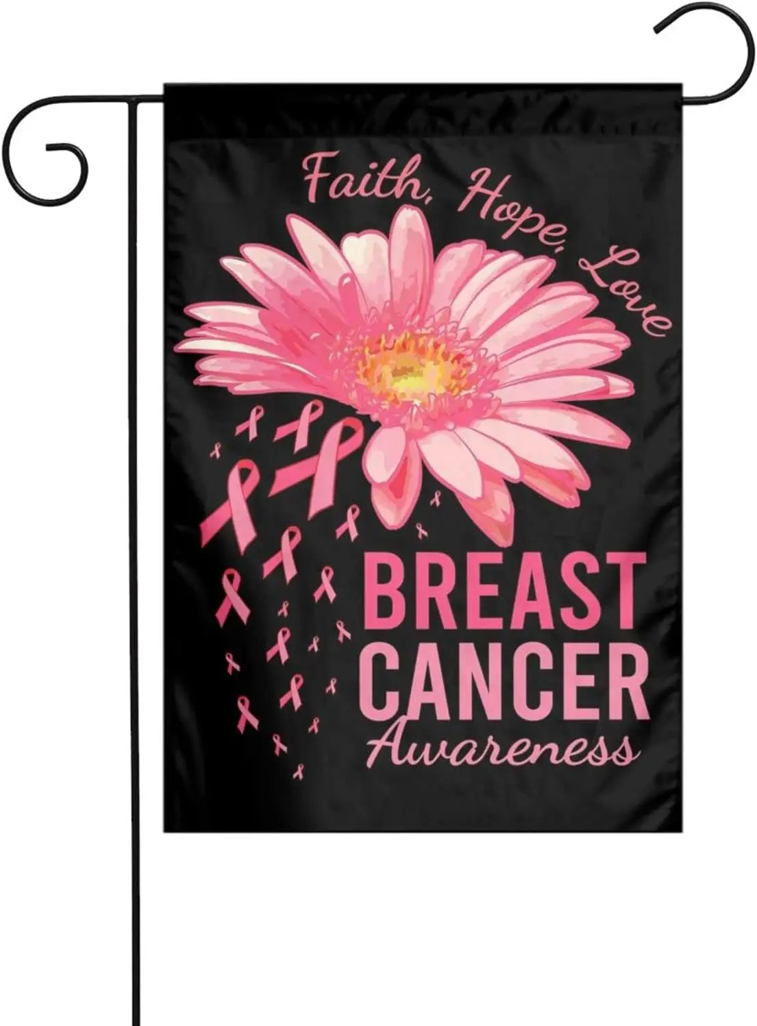 Breast Cancer Awareness Pink Ribbon Flag 12 X 18 inch Double Side Faith Hope Love Garden Yard House Vertical Flag Indoor Outdoor