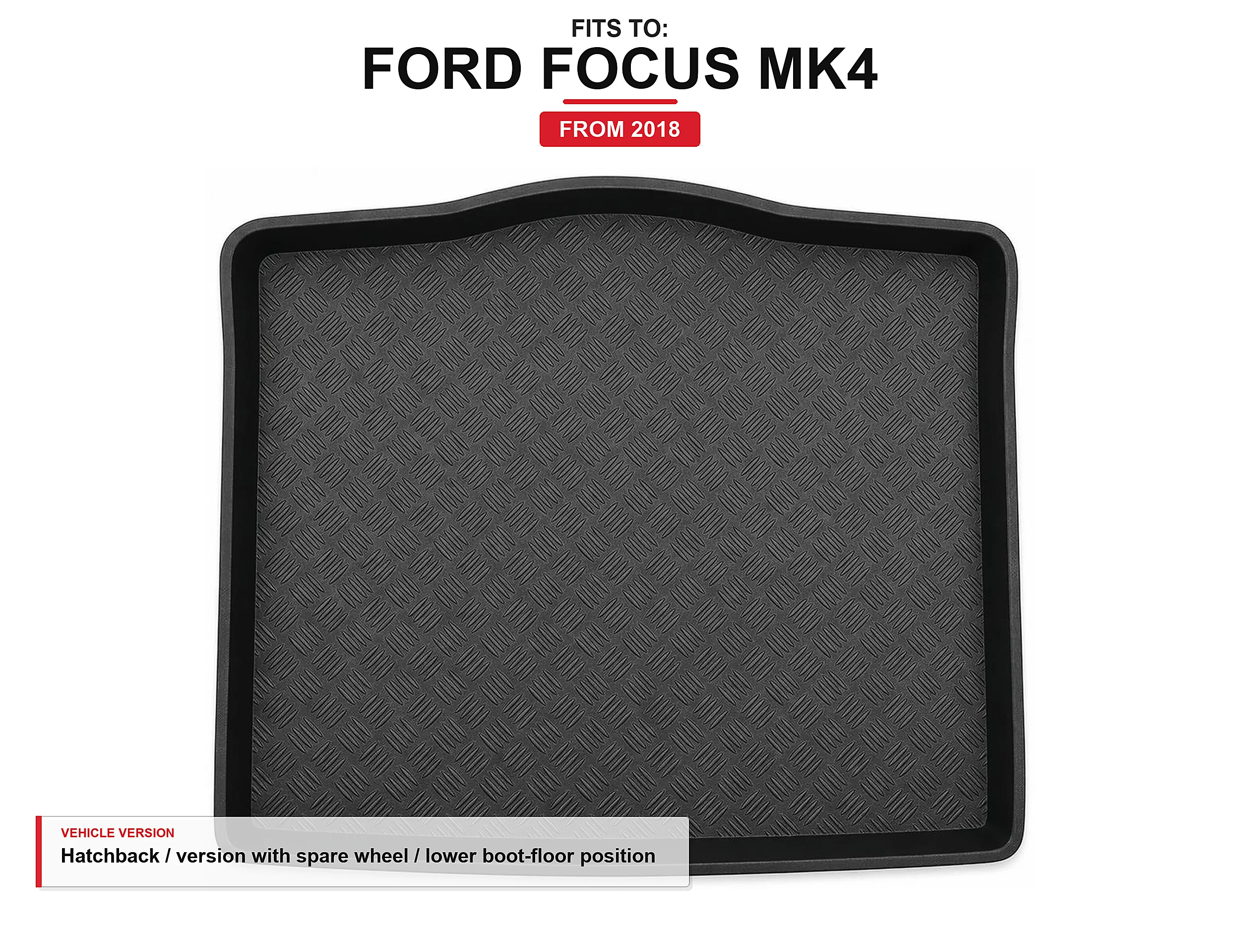 Kofferbakmat met lip voor: Ford Focus Mk4 2018- Hatchback