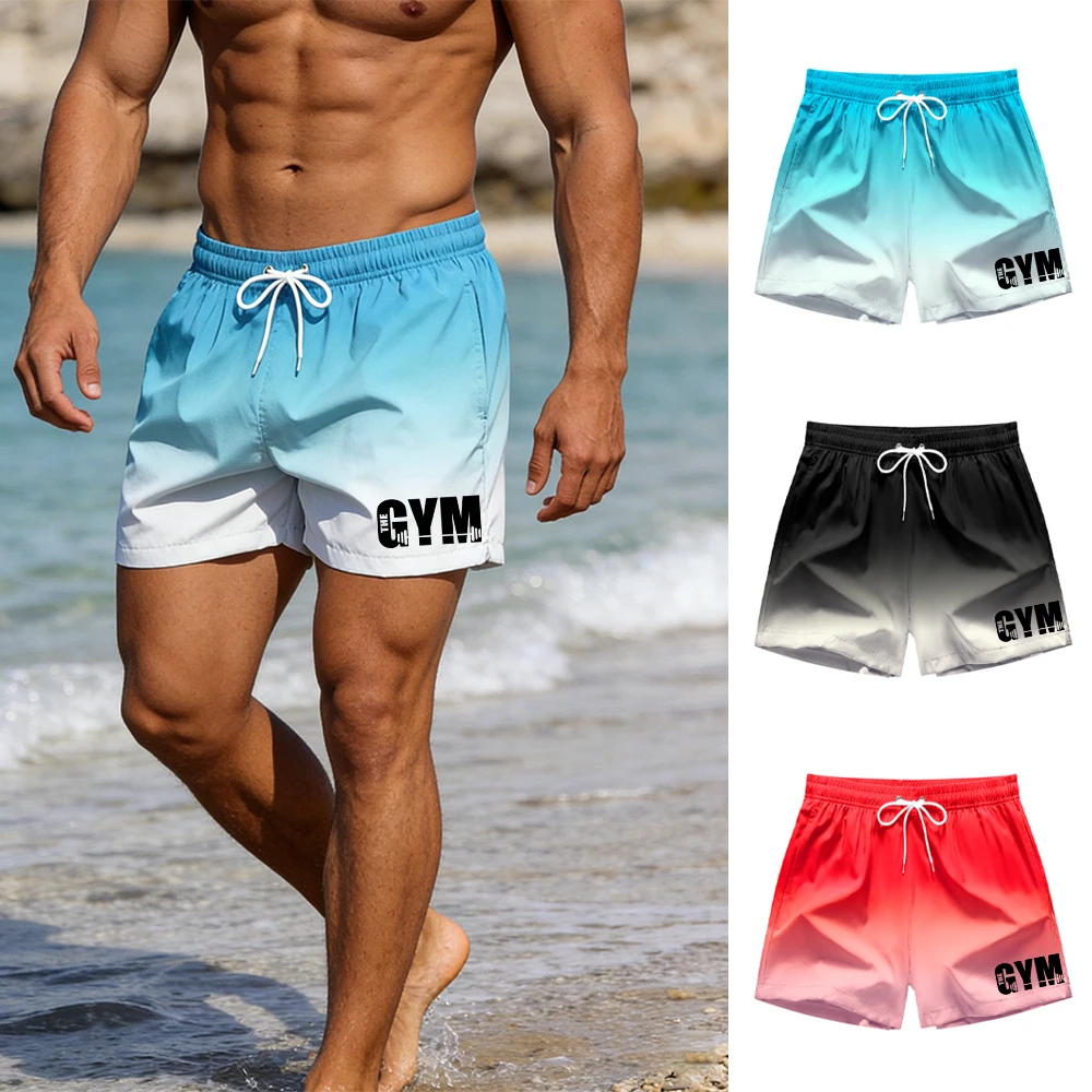 

Мужские повседневные плавки с принтом, быстросохнущие пляжные шорты, купальники, подходящие для ежедневных фитнес-тренировок, плавания, серфинга