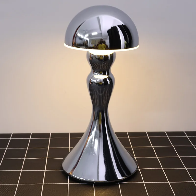 Postmodern Minimalist Metal Mushroom Floor Lights Rechargeable LED Luminaries Bedroom Bedside Hotel Study Atmosphere Table Lamps