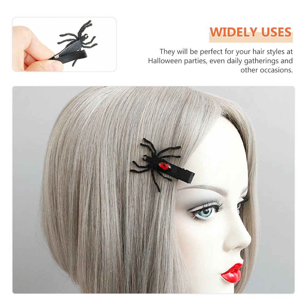 

4 пары маленьких заколок для волос, аксессуары для Хэллоуина, заколки из нетканого материала, женские заколки для косплея, паук