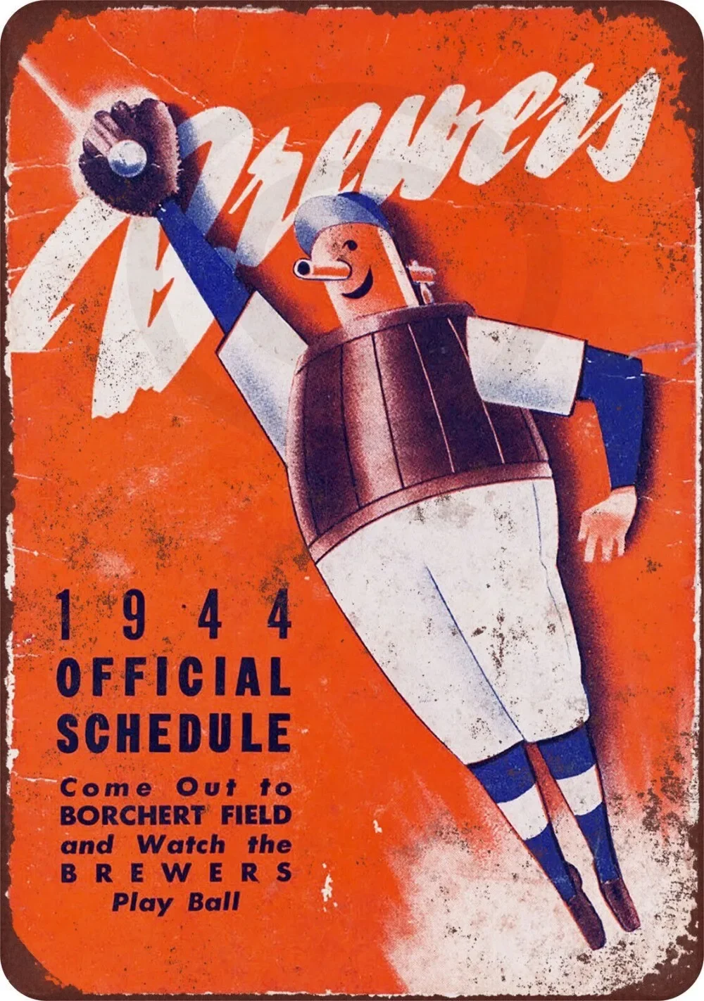 1944 ميلووكي برويرز الجدول الزمني خمر المظهر علامة الاستنساخ