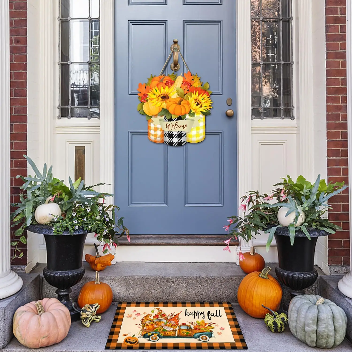 Fall Thanksgiving Pumpkin Doormat Autumn Harvest Yard Home Decor Living Room Bedroom Balcony Hallway Rugs Halloween Decorations