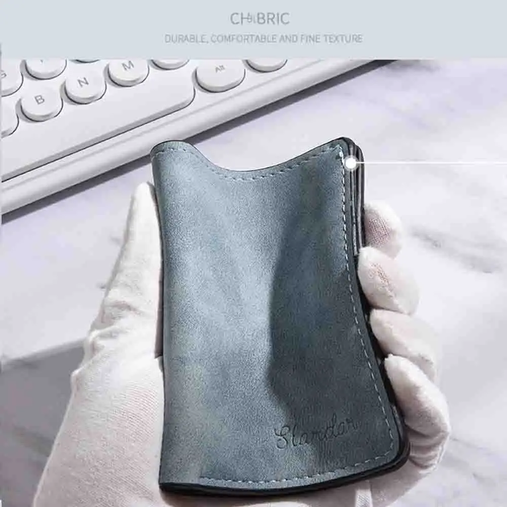 Men's Ultra Slim Short Wallet PU Leather Card Holder Retro Multi-Card Slots Bifold Wallet Solid Color Driver's License Wallet