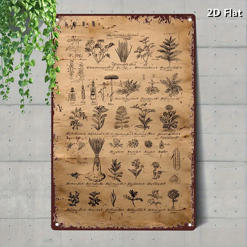 CIFBUY Vintage Botanical Heritage Sign Aluminum Wall Art Waterproof Durable 2D Flat Decor For Home Living Room Bedroom Office Gi