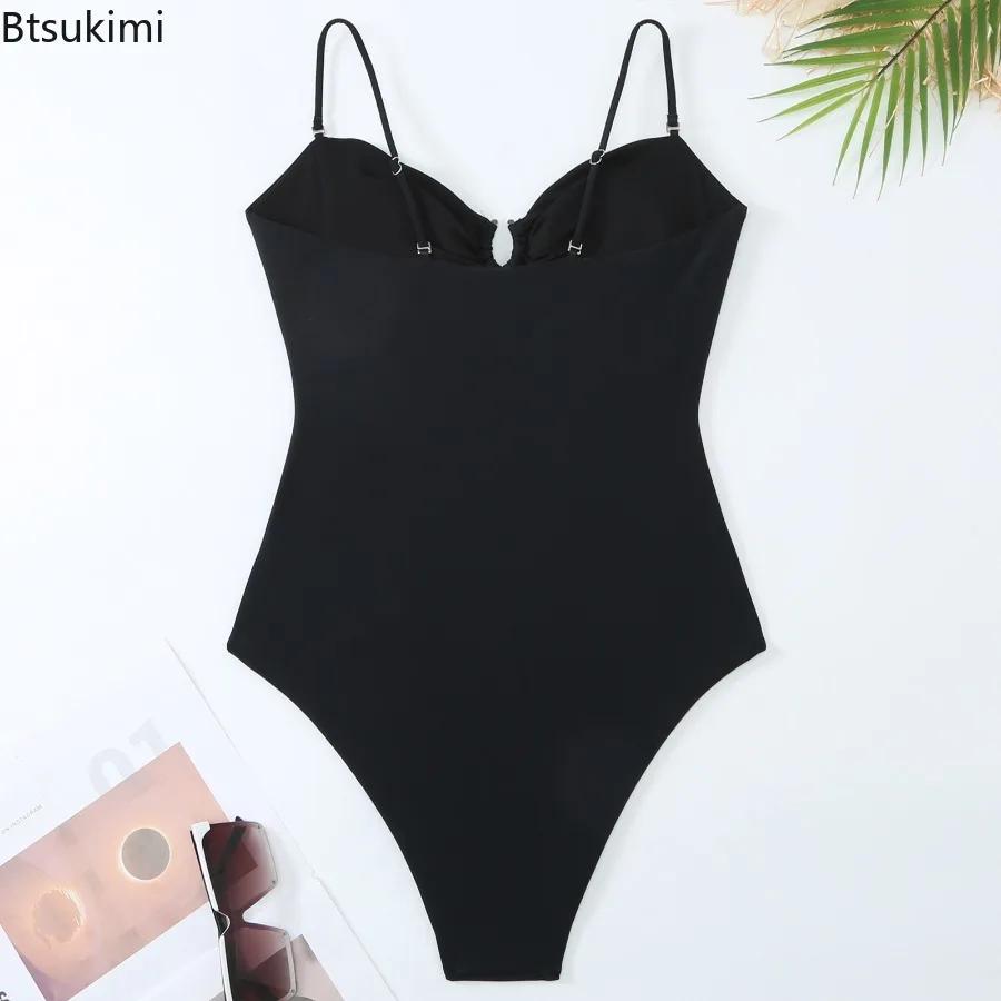 Nouveau maillot de bain une pièce 2025 Sexy maillot de bain noir femmes évider maillot de bain maillots de bain Push Up Monokini femme vacances maillot de bain