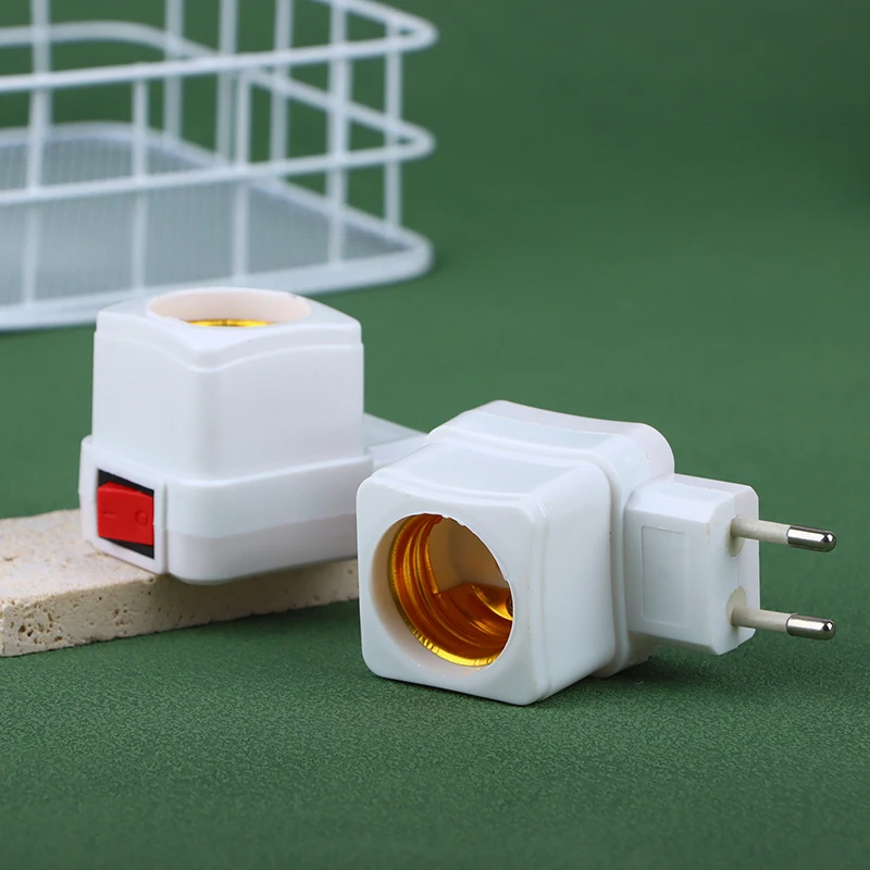 1Pc E27 Socket Lamp Bulb Adapter White LED Light Lamp Bulbs Socket Base Lamp Holder Holder Plug Adapter ON/OFF Switch