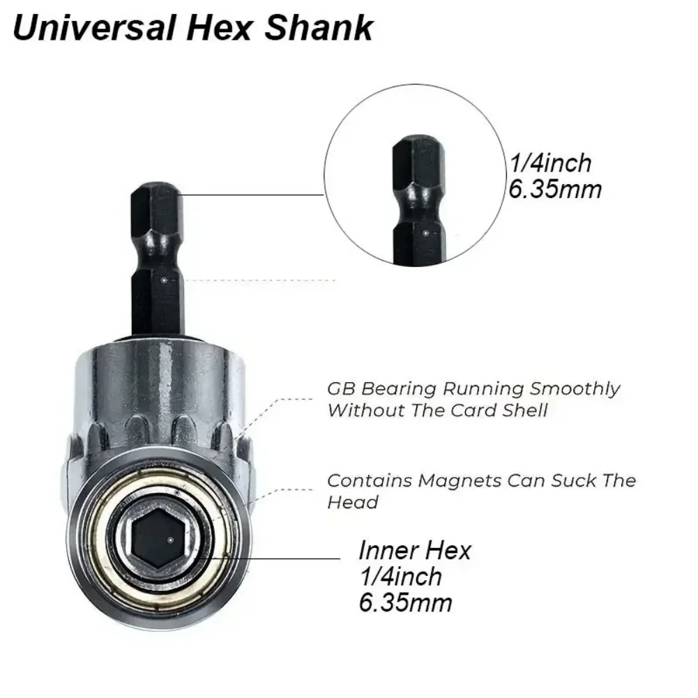 105° Angle Drill Attachment Screwdriver Adapter Flexible Shaft Soft Extension Holder Screw Driver  1/4 Hex Bit Socket Chuck